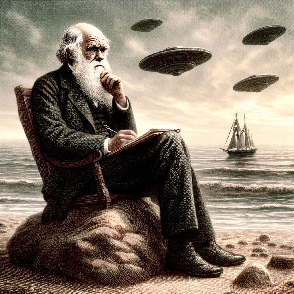 Darwin reflexionando sobre una especie oculta